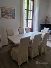 Tavolo Da Pranzo Bianco Con 8 Sedie Robusto