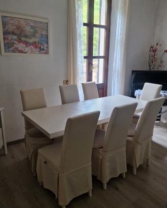 Tavolo Da Pranzo Bianco Con 8 Sedie Robusto