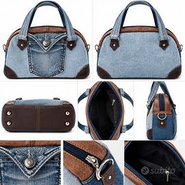 borsetta denim upcycling unico  fatta a mano 
