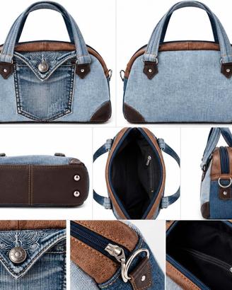 borsetta denim upcycling unico  fatta a mano 