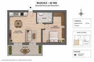 Bilocale con terrazzo e posto auto a Desio