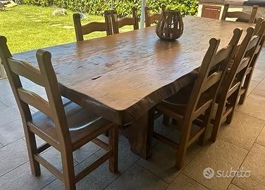 Set da esterno tavolo in legno d’acero + 8 sedie
