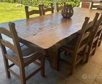Set da esterno tavolo in legno d’acero + 8 sedie