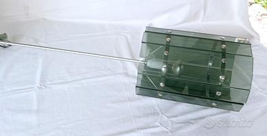 LAMPADARIO CILINDRICO IN VETRO E ACCIAIO