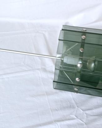 LAMPADARIO CILINDRICO IN VETRO E ACCIAIO