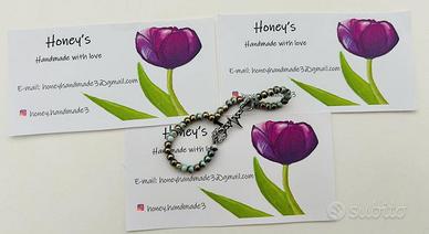 bracciale in perle piccole azzurre e oro