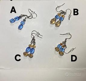 Orecchini artigianali in acciaio inox cristallo