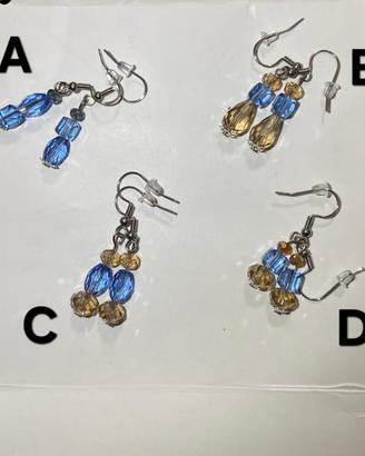 Orecchini artigianali in acciaio inox cristallo