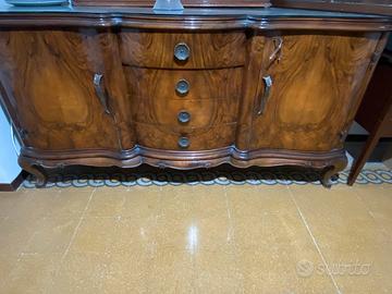 Credenza chippendale in radica di noce primi 90