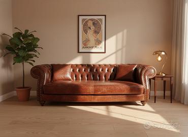 Divano 3 Posti Chesterfield Diva in pelle vintage