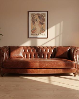 Divano 3 Posti Chesterfield Diva in pelle vintage