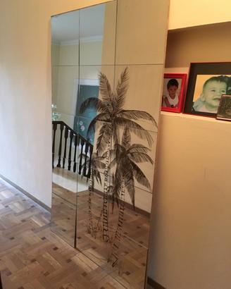Specchio da arredamendo con serigrafia di palme