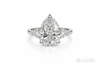 Anello diamanti taglio pera 9,10 ct lab grown