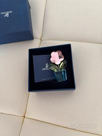 Swarovski Fiore Rosa Vaso Blu 627097 Nuovo Box