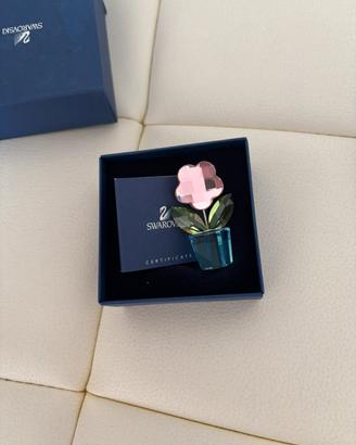 Swarovski Fiore Rosa Vaso Blu 627097 Nuovo Box