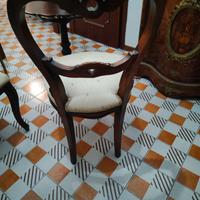 Tavolino a bandiera e 2 sedie stile Luigi Filippo