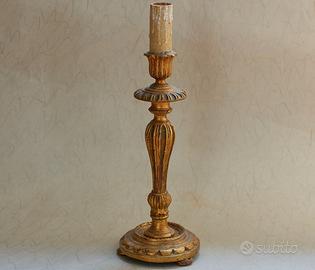 Abatjour in Legno Dorato Antica (Stelo e paralume)