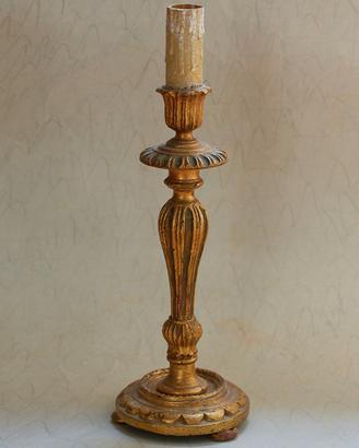 Abatjour in Legno Dorato Antica (Stelo e paralume)