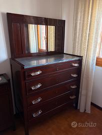 Cassettiera vintage con specchio in legno🩵