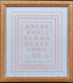 Quadro con tela Punto e croce "Alfabeto " rosa