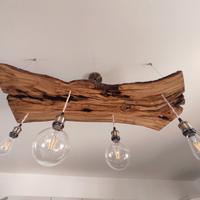 lampadario in legno d'ulivo 