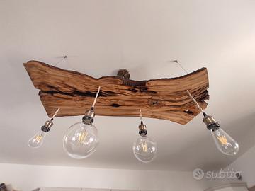 lampadario in legno d'ulivo 