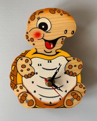 Orologio tartaruga animata in legno Bortolucci