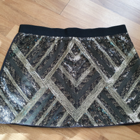 Minigonna paillettes marrone glamour taglia M