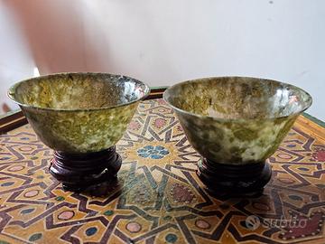 2 ciotole da té in giada spinacio 10 x 5 cm.