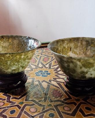 2 ciotole da té in giada spinacio 10 x 5 cm.