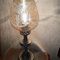 LAMPADA / ABAT JOUR ARGENTO E VETRO DECORATO