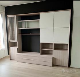 Parete attrezzata moderna soggiorno legno chiaro +