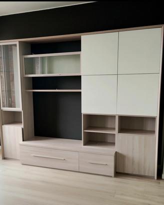 Parete attrezzata moderna soggiorno legno chiaro +