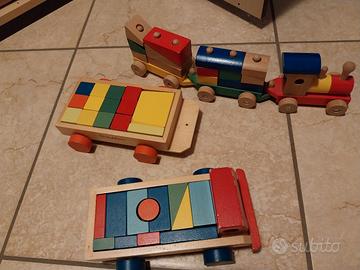 GIOCHI IN LEGNO: TRENINO + MACCHINE 