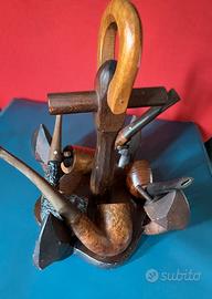 4 bellissime pipe vintage con supporto