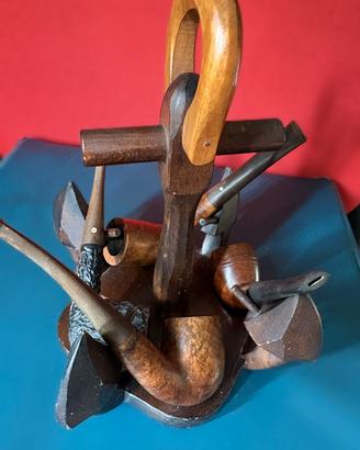 4 bellissime pipe vintage con supporto