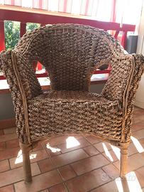 Sedia poltrona in vimini