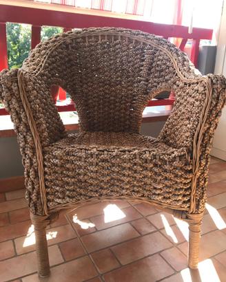 Sedia poltrona in vimini