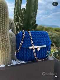 Borsa uncinetto cordino blu con stella marina