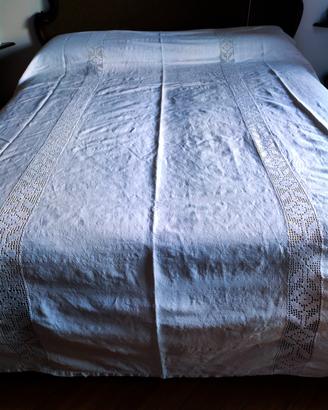 coperta cotone con inserti pizzo