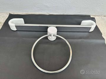 2 porta salviette in acciaio porcellana anni 80