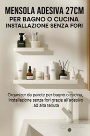 Mensola Adesiva 27cm Senza Fori– Per Bagno o Cucin