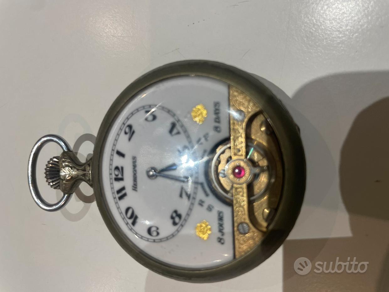 Montre De Poche Hebdomas 8 Jours - Mécanique Manuelle, Boîtier Argenté 50 Mm - Vintage 1908