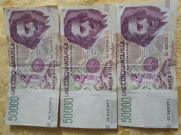 Banconote lotto 3. Pezzi  50000