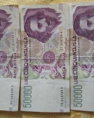 Banconote lotto 3. Pezzi  50000