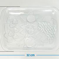 Piatto rettangolare in vetro pressato trasparente