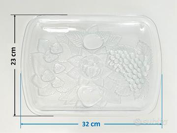 Piatto rettangolare in vetro pressato trasparente