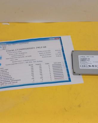 SSD Crucial 240 Gbyte, interfaccia SATA, 2,5 polli