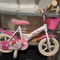 Bicicletta 12'' bianca e rosa da bambina