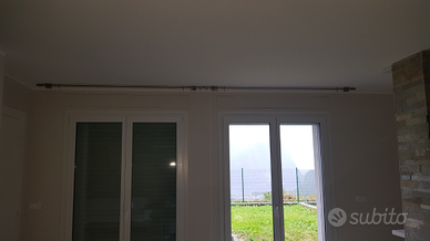 Asta tenda acciaio satinato con corde e anelli